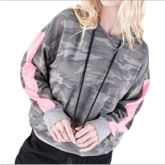 12PM BY MON AMI camo hoodie top L - Picture 4 of 9